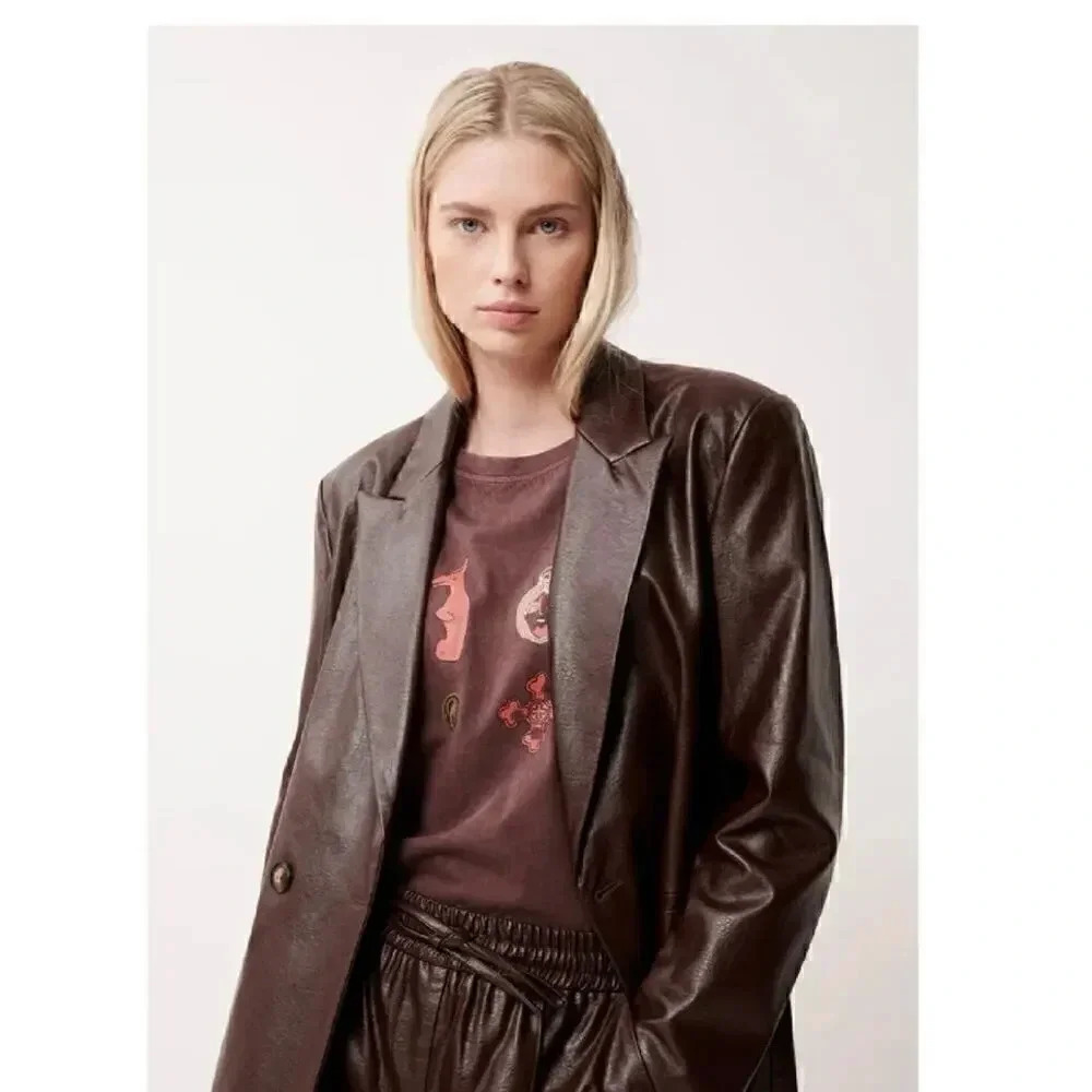 FRNCH Garance Cream Vegan Leather Blazer - Picture 8 of 8